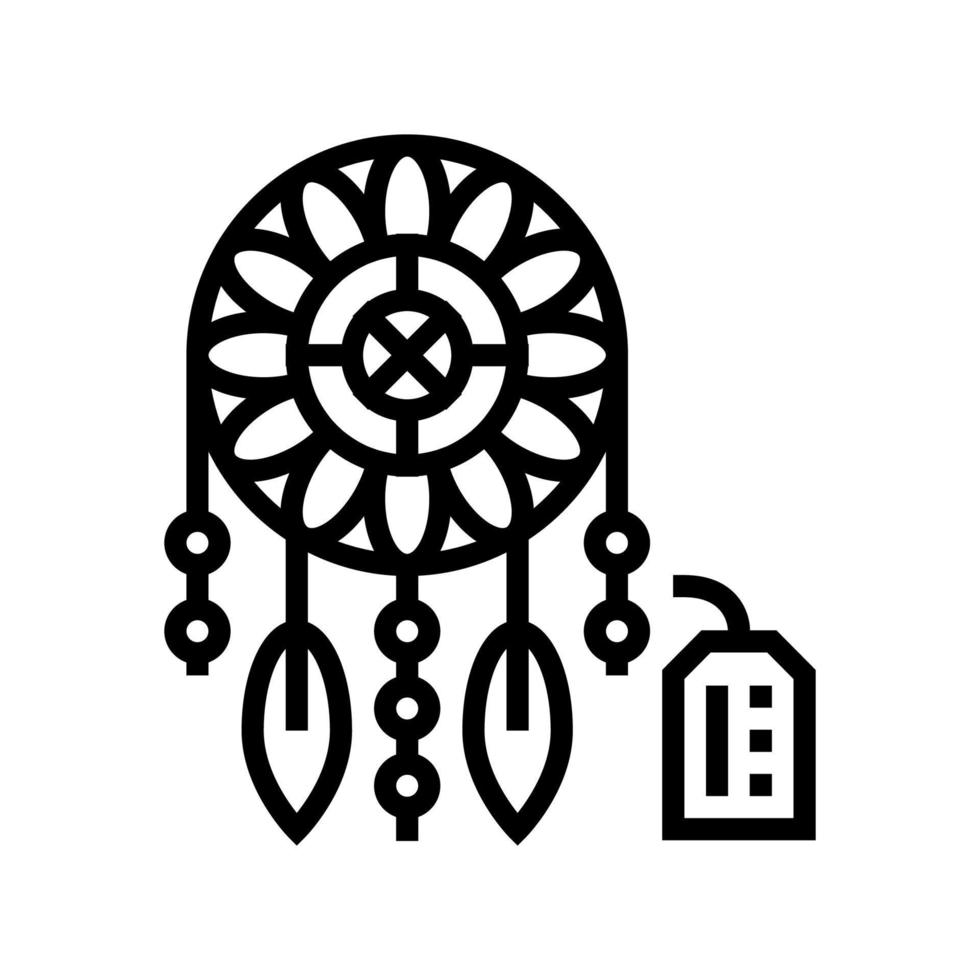 weaving dream cathcer handmade line icon vector isolated illustration