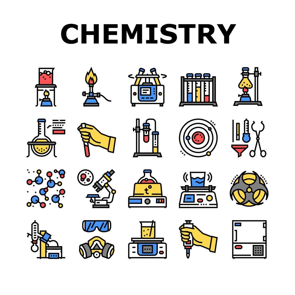 Chemistry Laboratory Collection Icons Set Vector Illustration