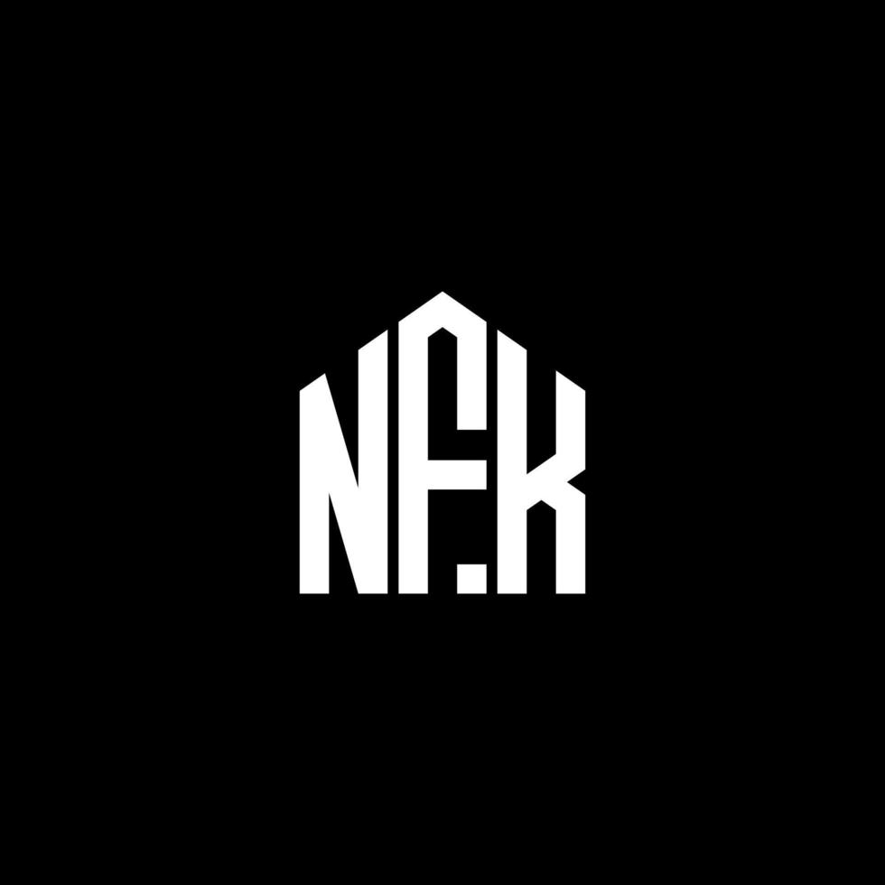 Diseño de letras nfk. Diseño de logotipo de letras nfk sobre fondo negro. Concepto de logotipo de letra de iniciales creativas nfk. diseño de letras nfk. vector