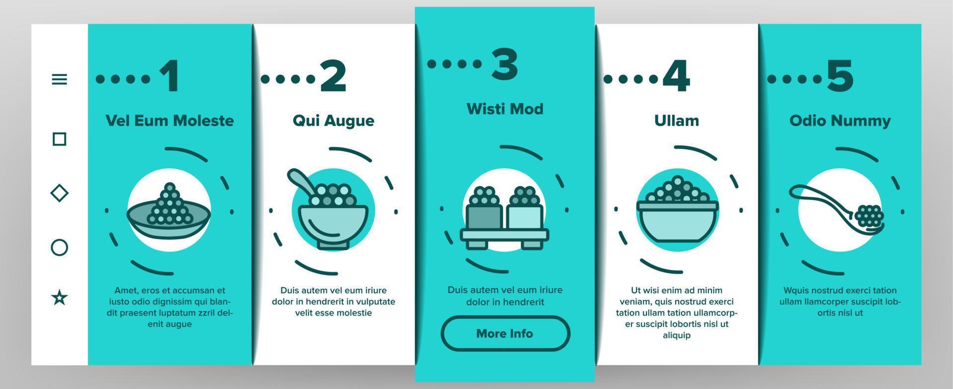 Caviar Tasty Seafood Onboarding Icons Set Vector