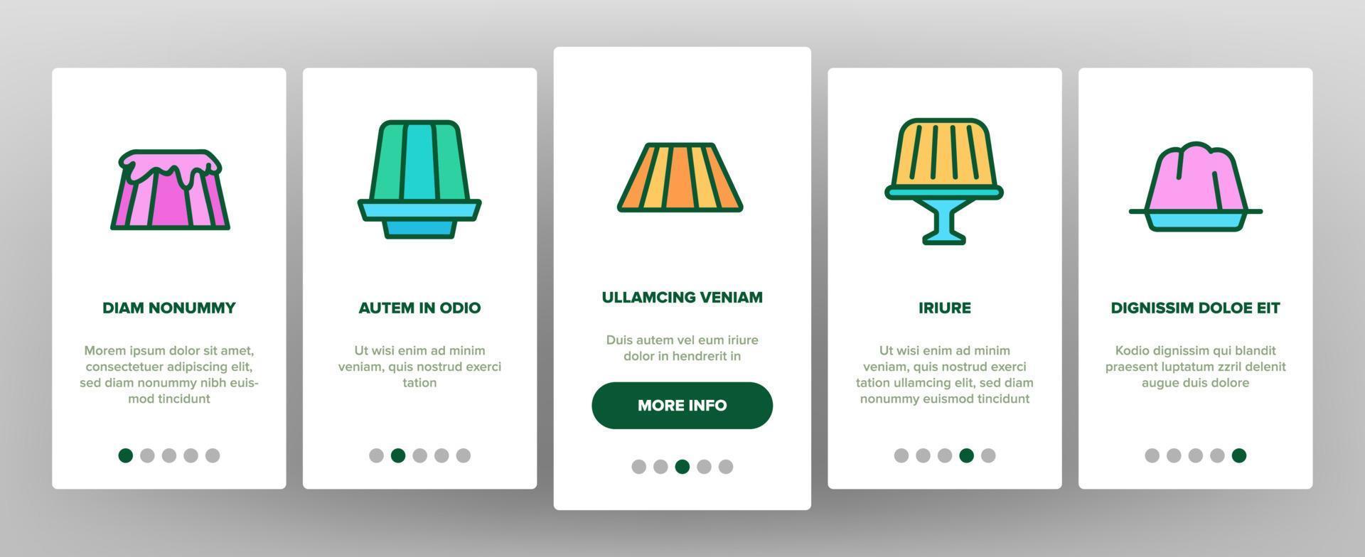 Jelly Sweet Dessert Onboarding Icons Set Vector