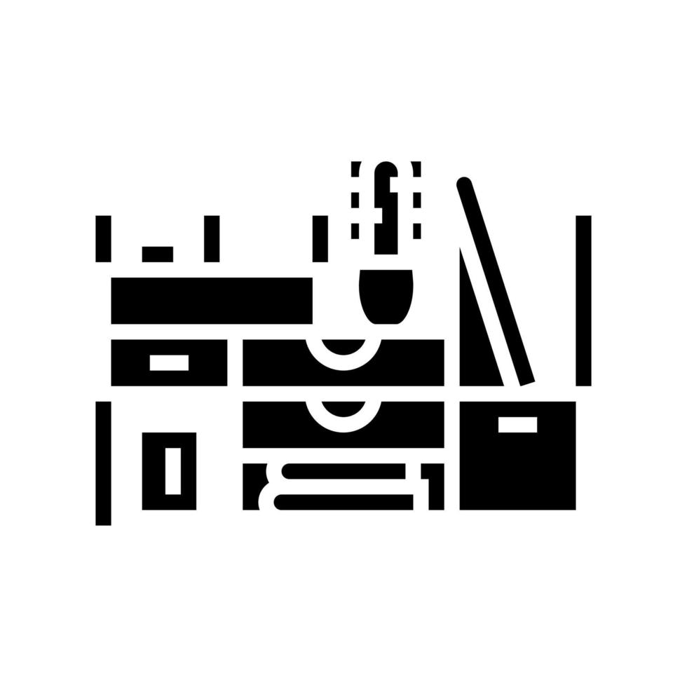 ilustración de vector de icono de glifo de organizador de escritorio
