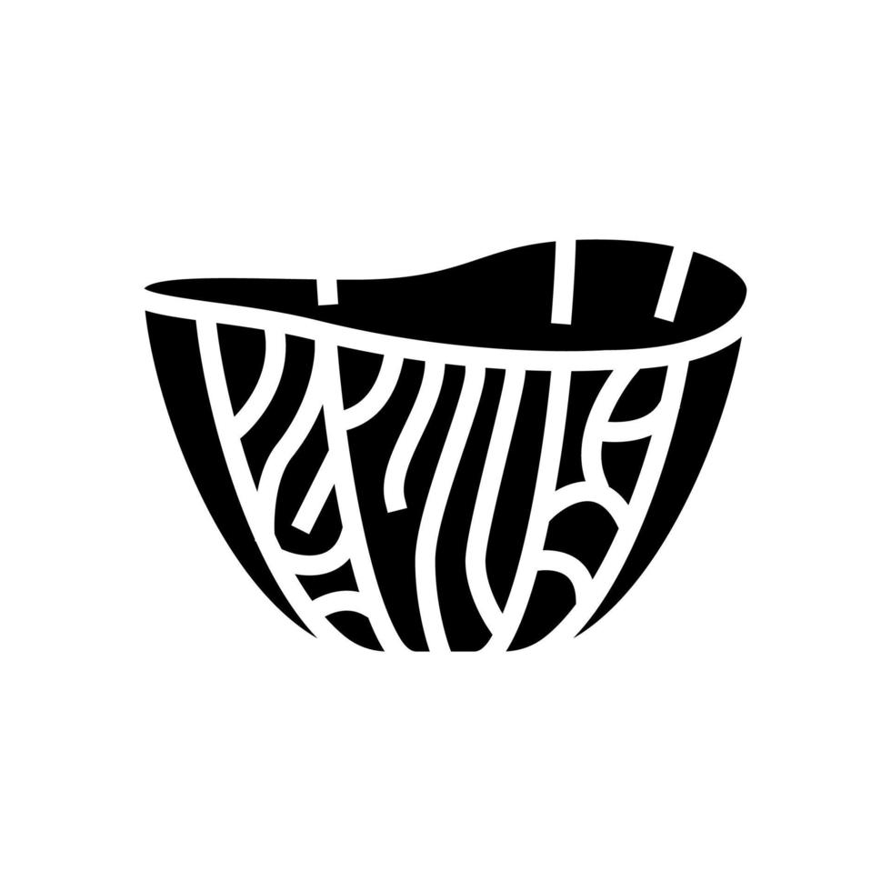 tazón de madera glifo icono vector ilustración