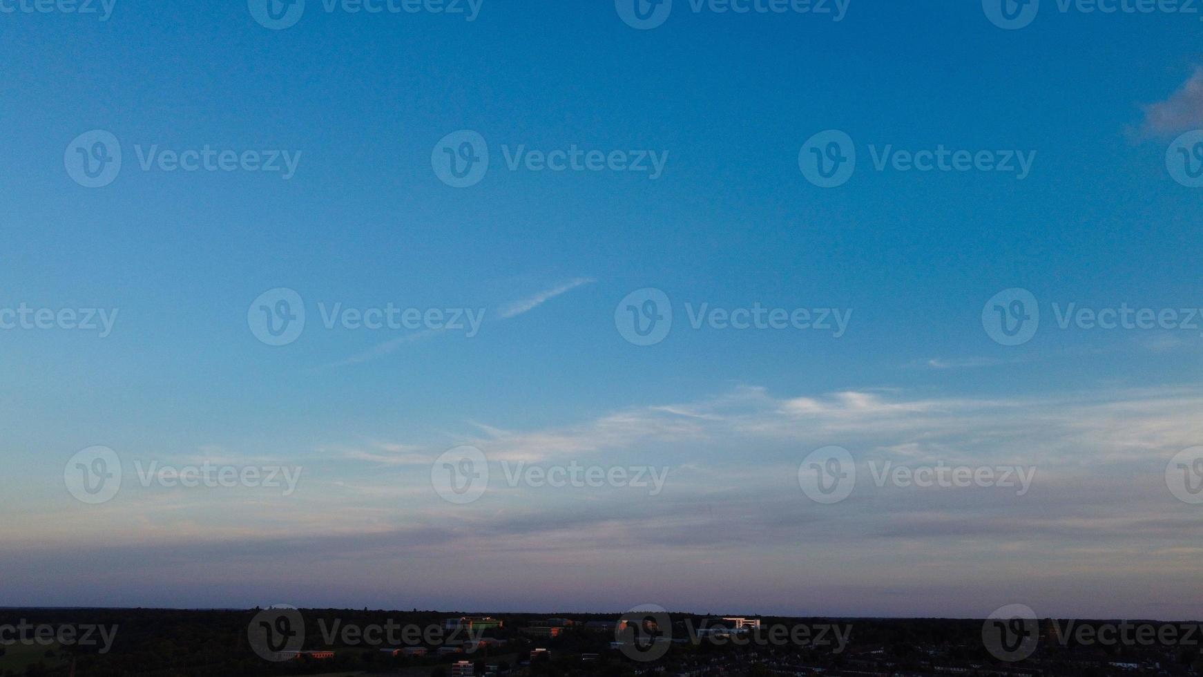 Beautiful Sunset withSky with Colourful Clouds, Drone's High Angle Footage over City of England UK photo