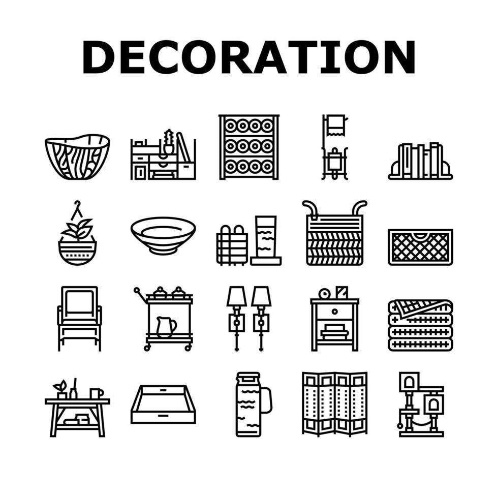 Home Decoration And Furniture Icons Set Vector