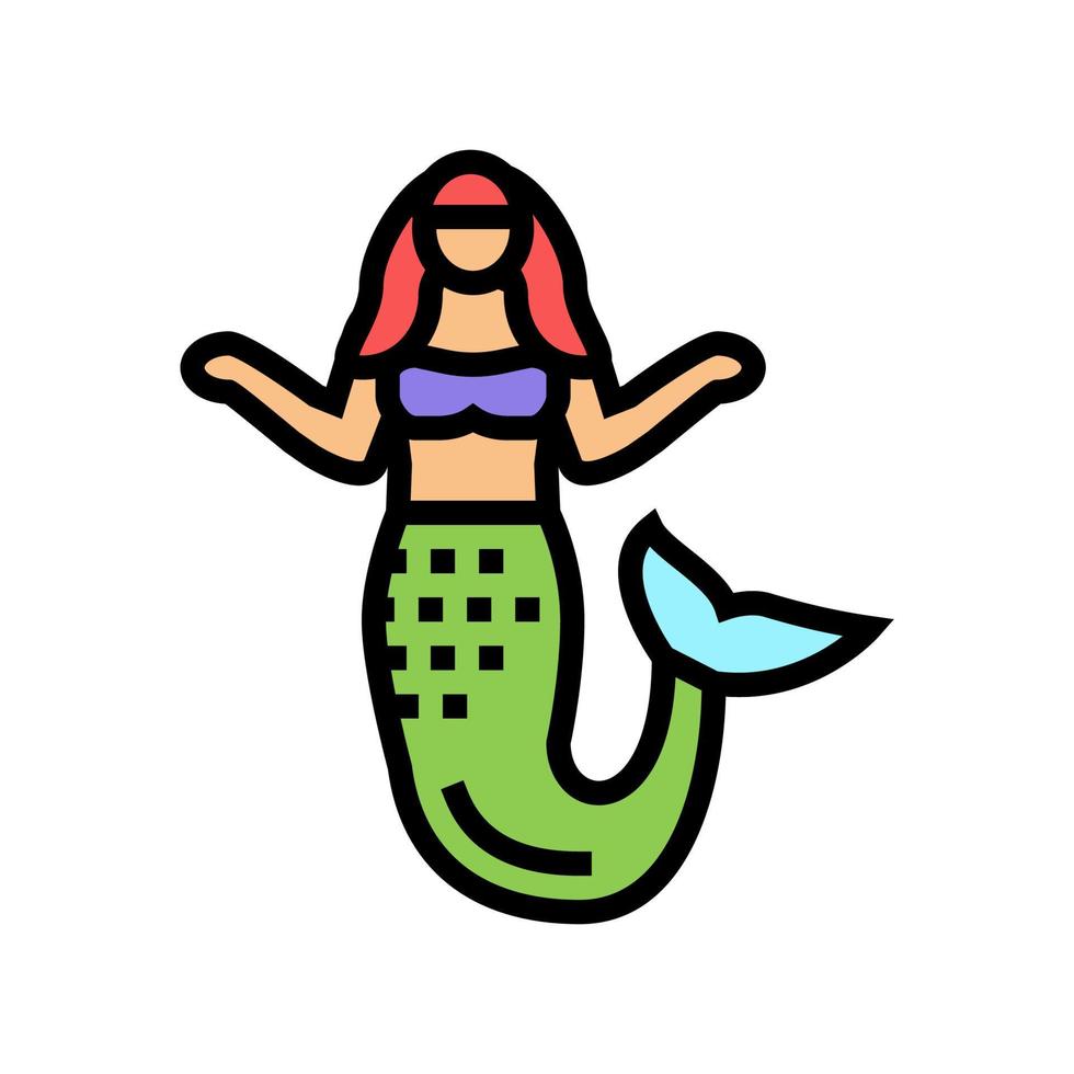 mermaid fairy tale color icon vector illustration