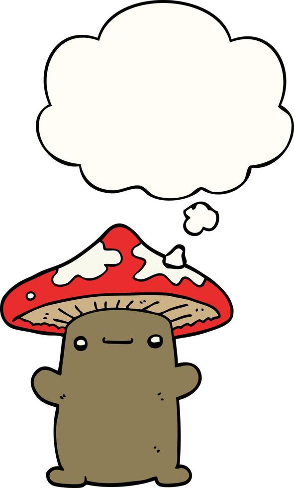cartoon mushroom and thought bubble vector
