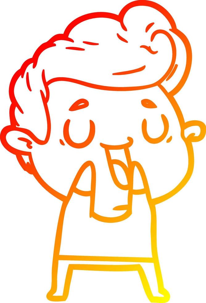 warm gradient line drawing happy cartoon man vector