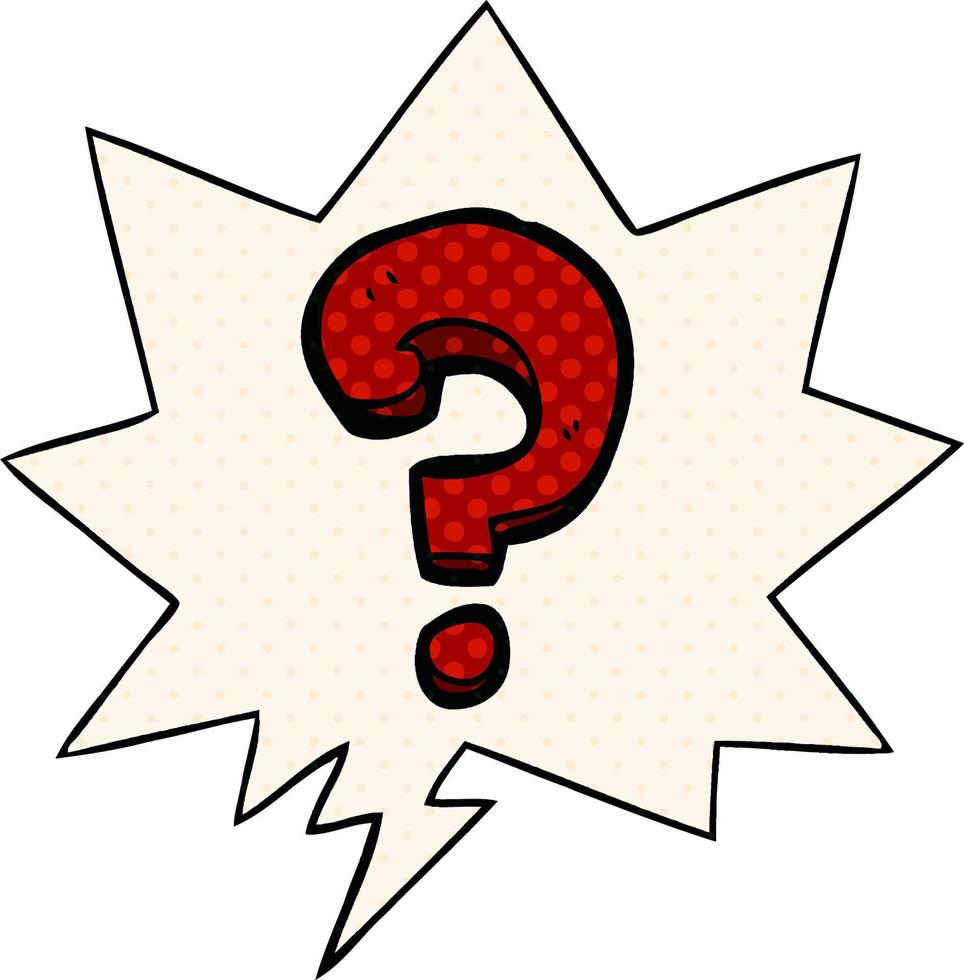 cartoon question mark and speech bubble in comic book style vector