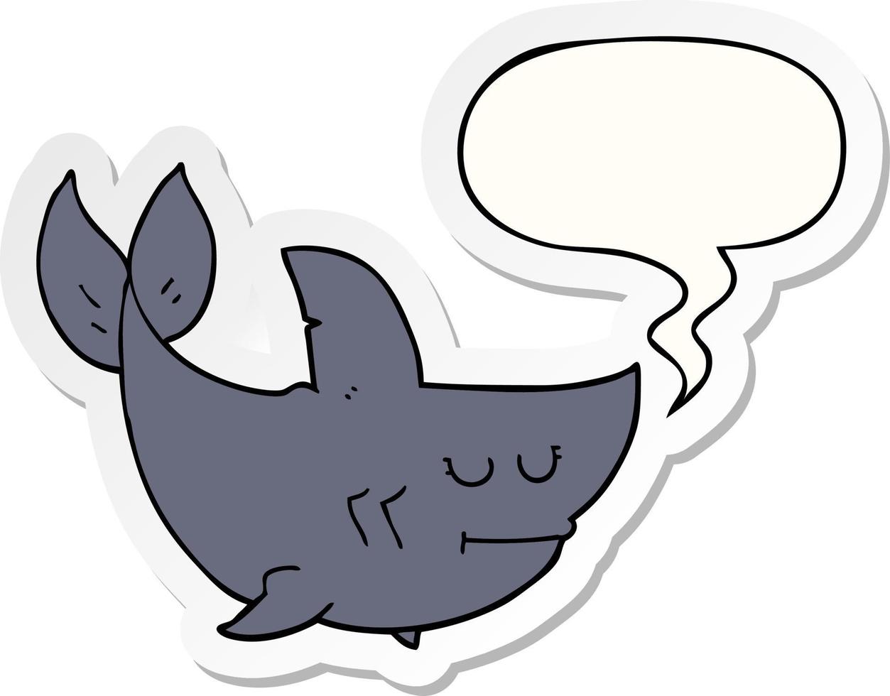 cartoon shark and speech bubble sticker vector