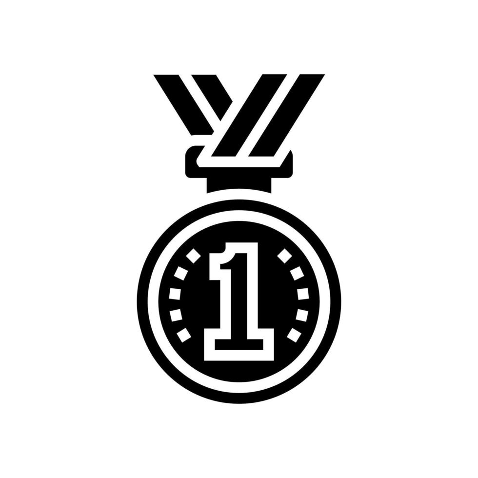 first place medal glyph icon vector illustration