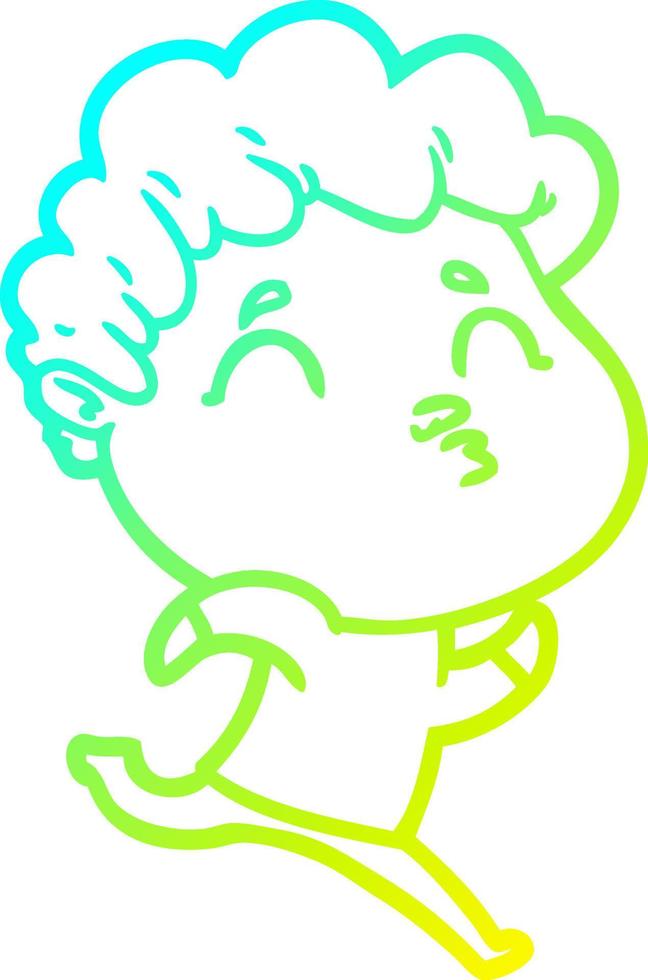 cold gradient line drawing cartoon man pouting vector
