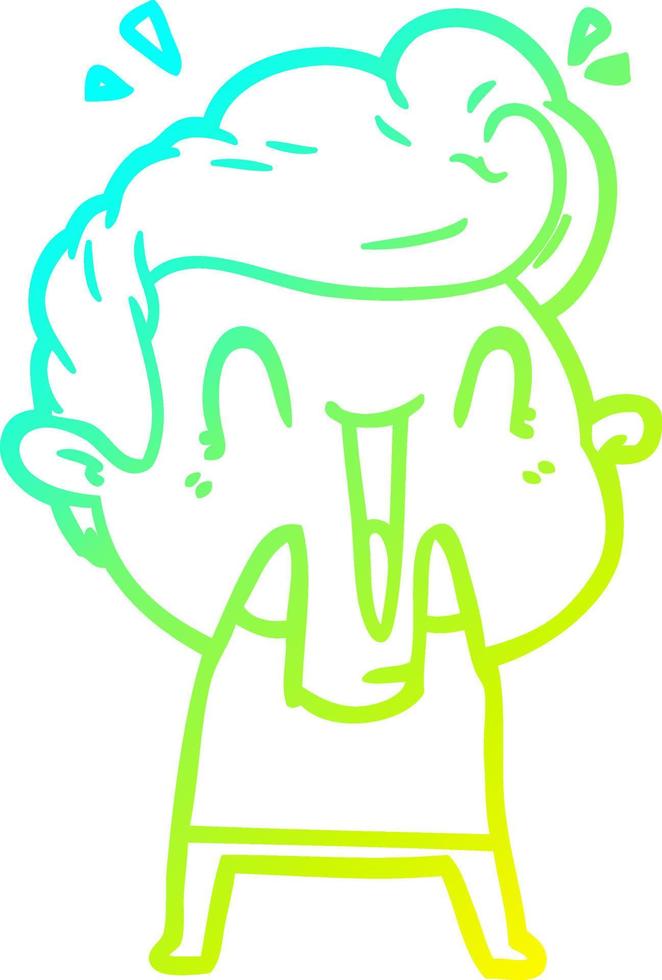cold gradient line drawing cartoon happy man laughing vector