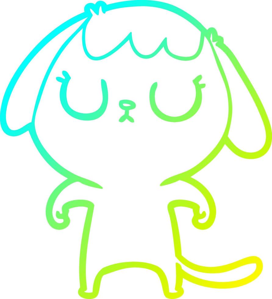 cold gradient line drawing cute cartoon dog vector