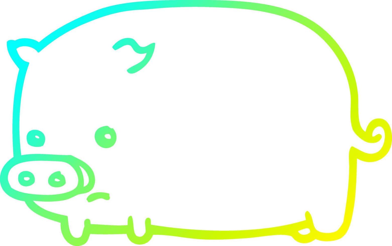 cold gradient line drawing cute cartoon pig vector