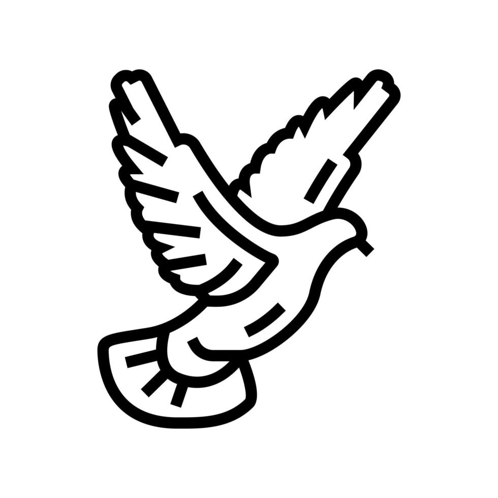 ilustración de vector de icono de línea de paloma voladora