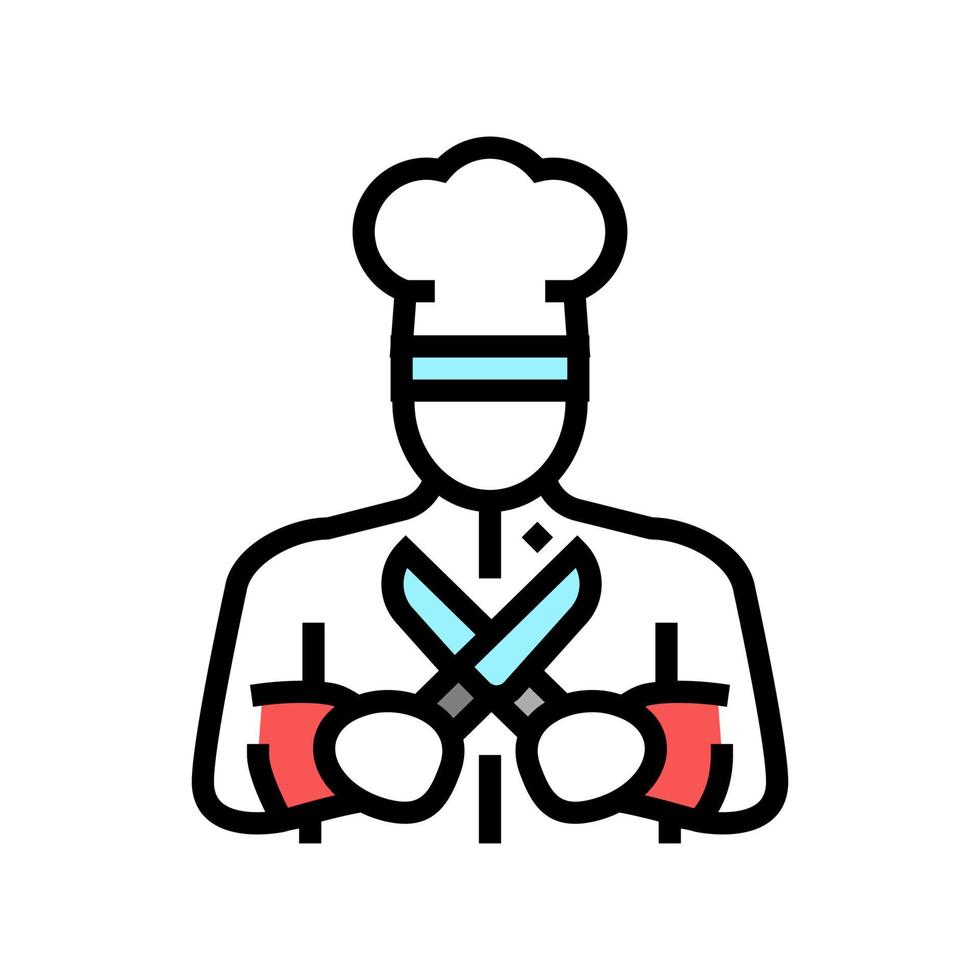 ilustración de vector de icono de color de chef personal