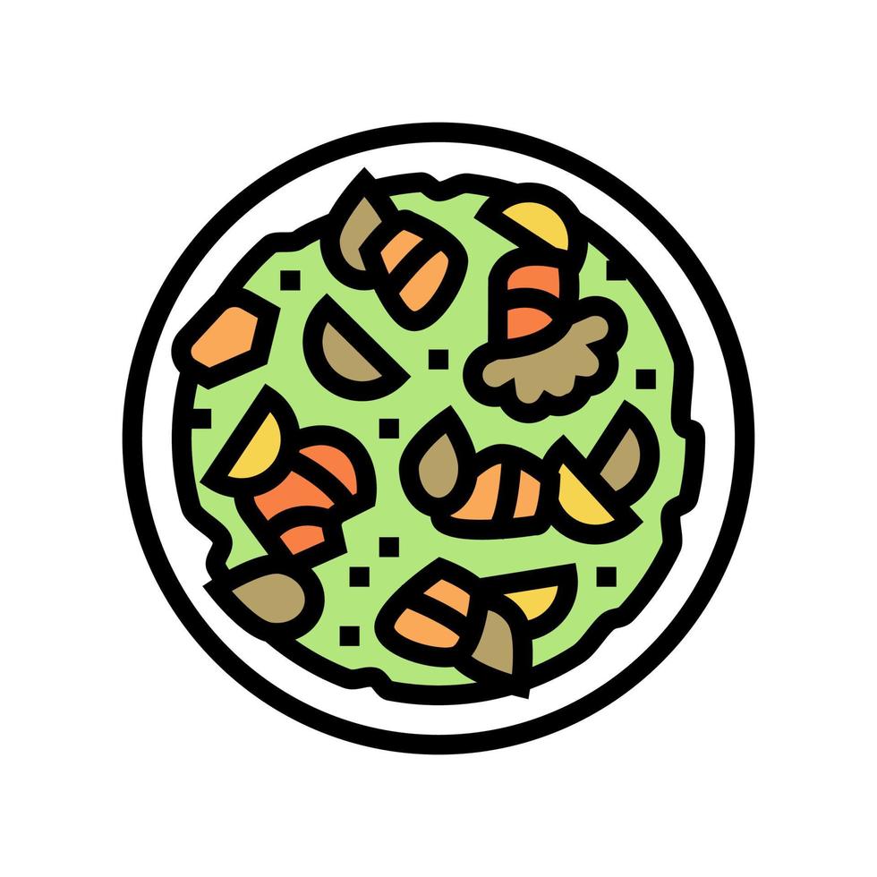 ensalada salmón color icono vector ilustración