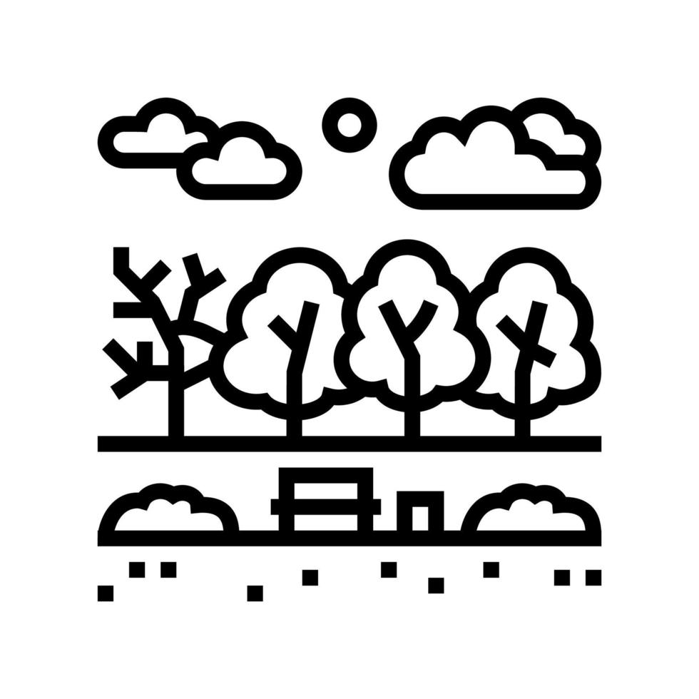 ilustración de vector de icono de línea de parque de otoño