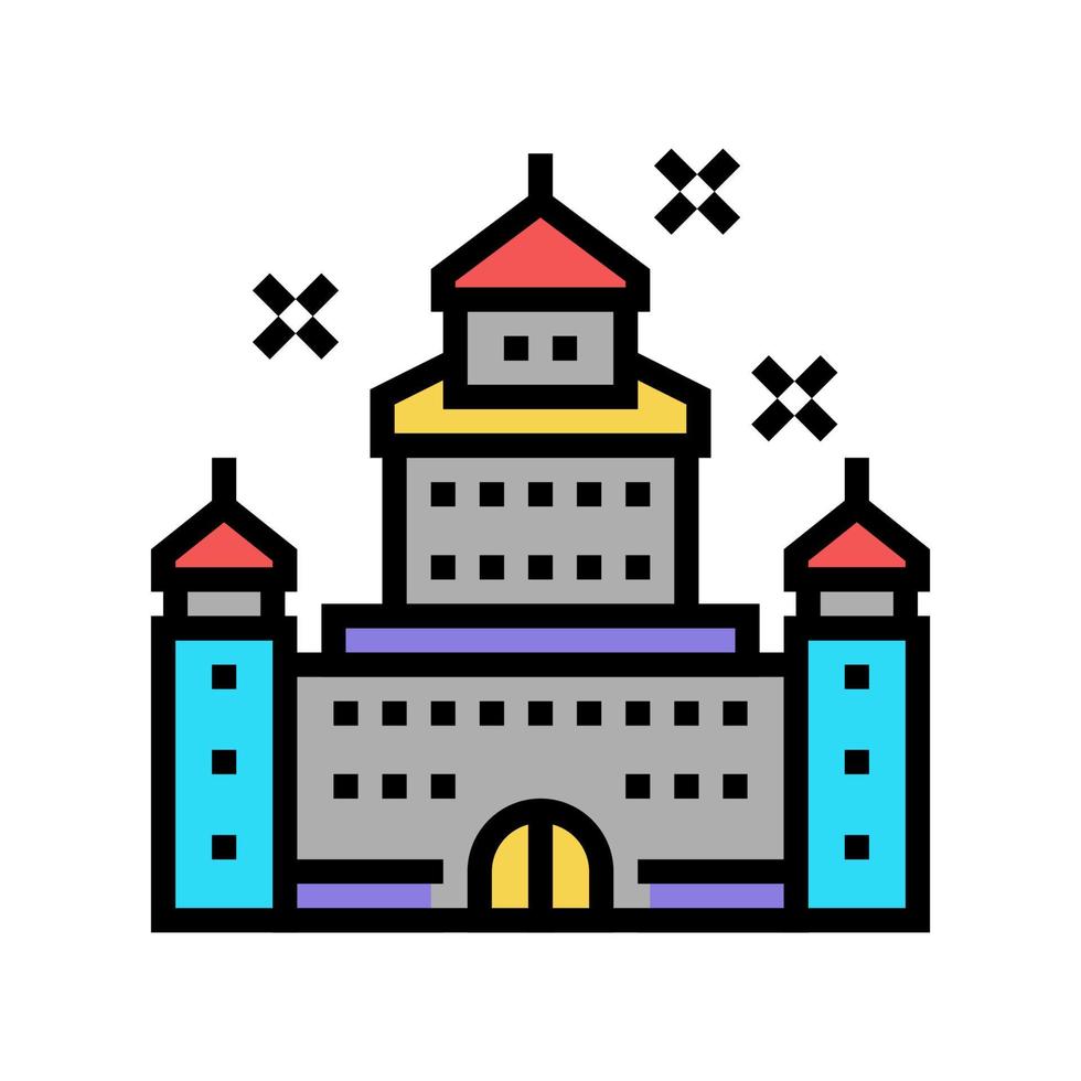 carnaval castillo parque de atracciones color icono vector ilustración