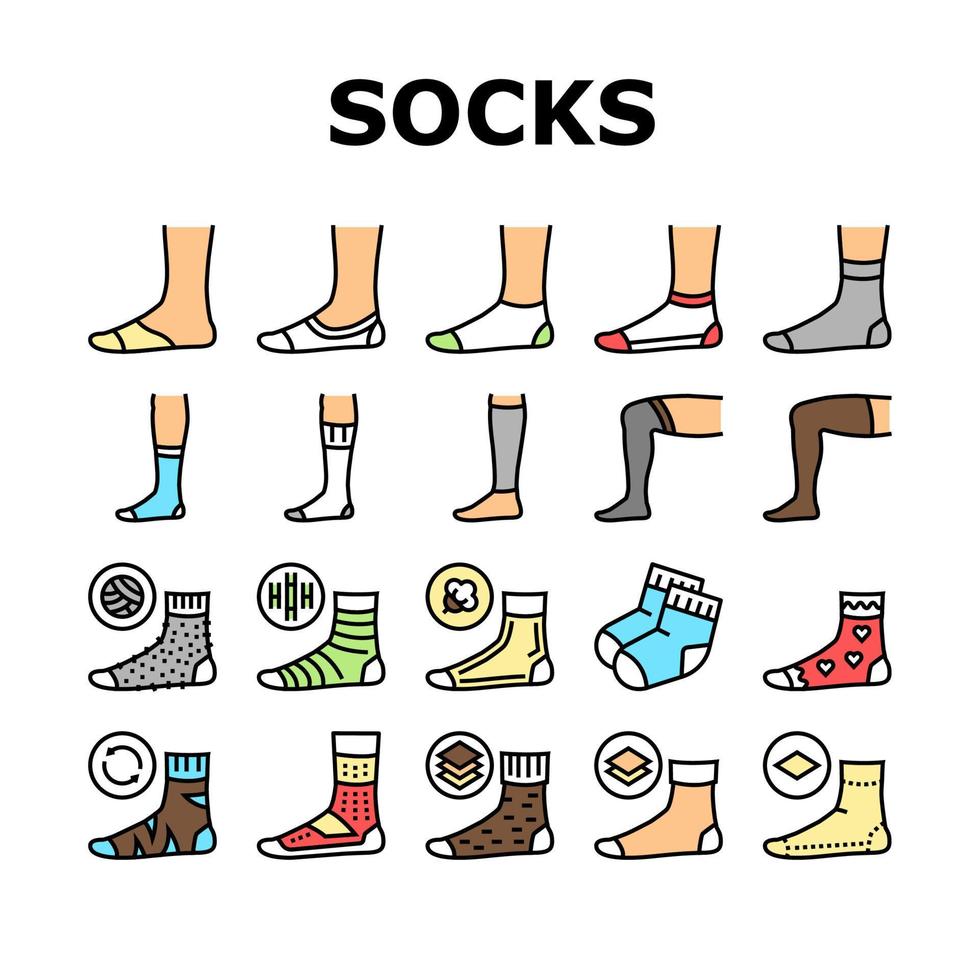 Socks Fabric Accessory Collection Icons Set Vector