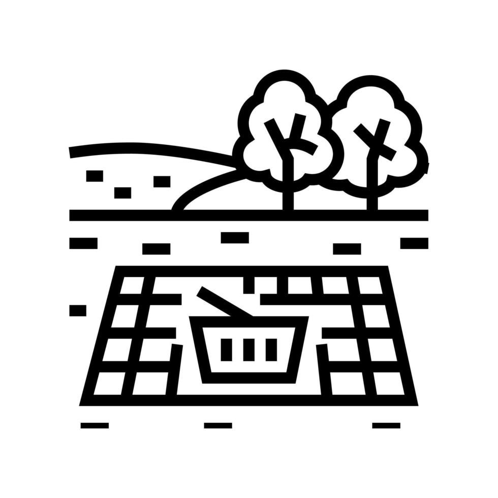 ilustración de vector de icono de línea de parque de picnic