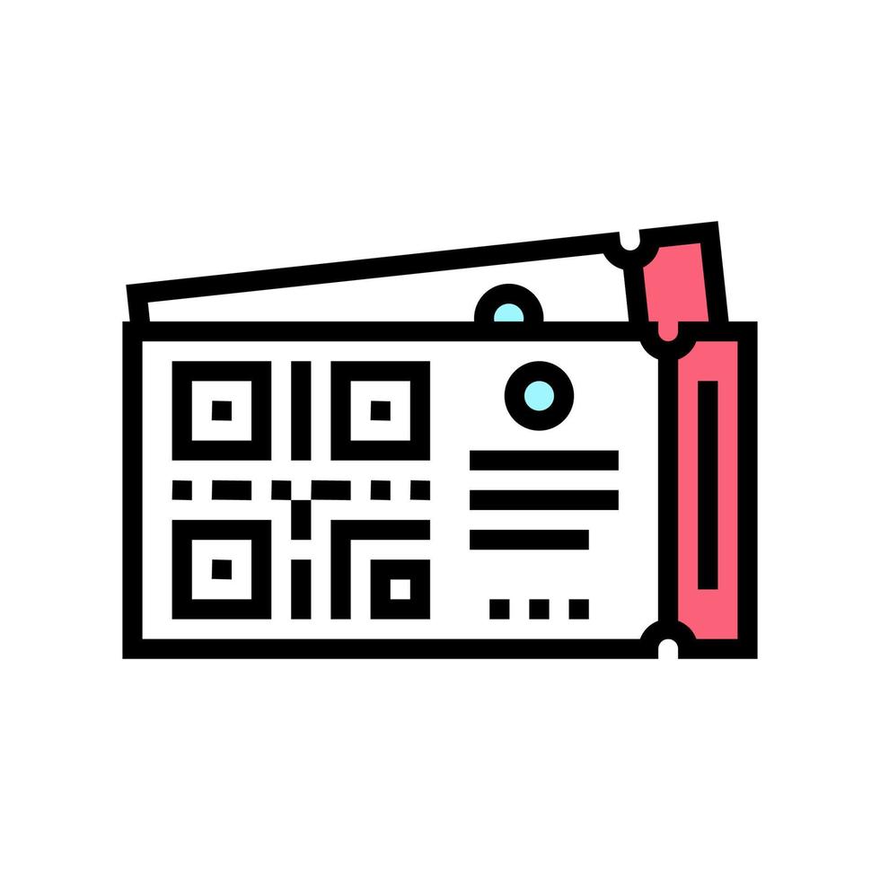 código qr en el icono de color de la entrada de cine vector ilustración aislada