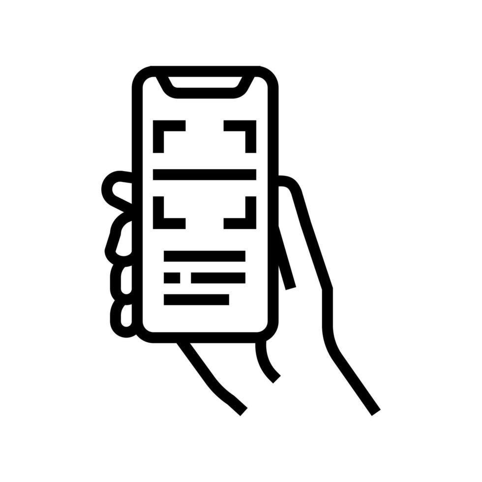 scanning qr code phone app line icon vector isolated illustration