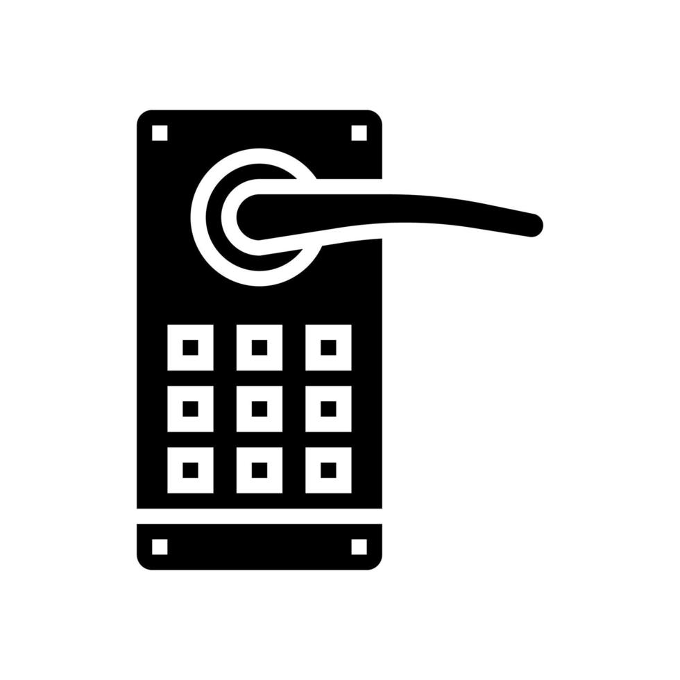 door lock with password glyph icon vector isolated illustration