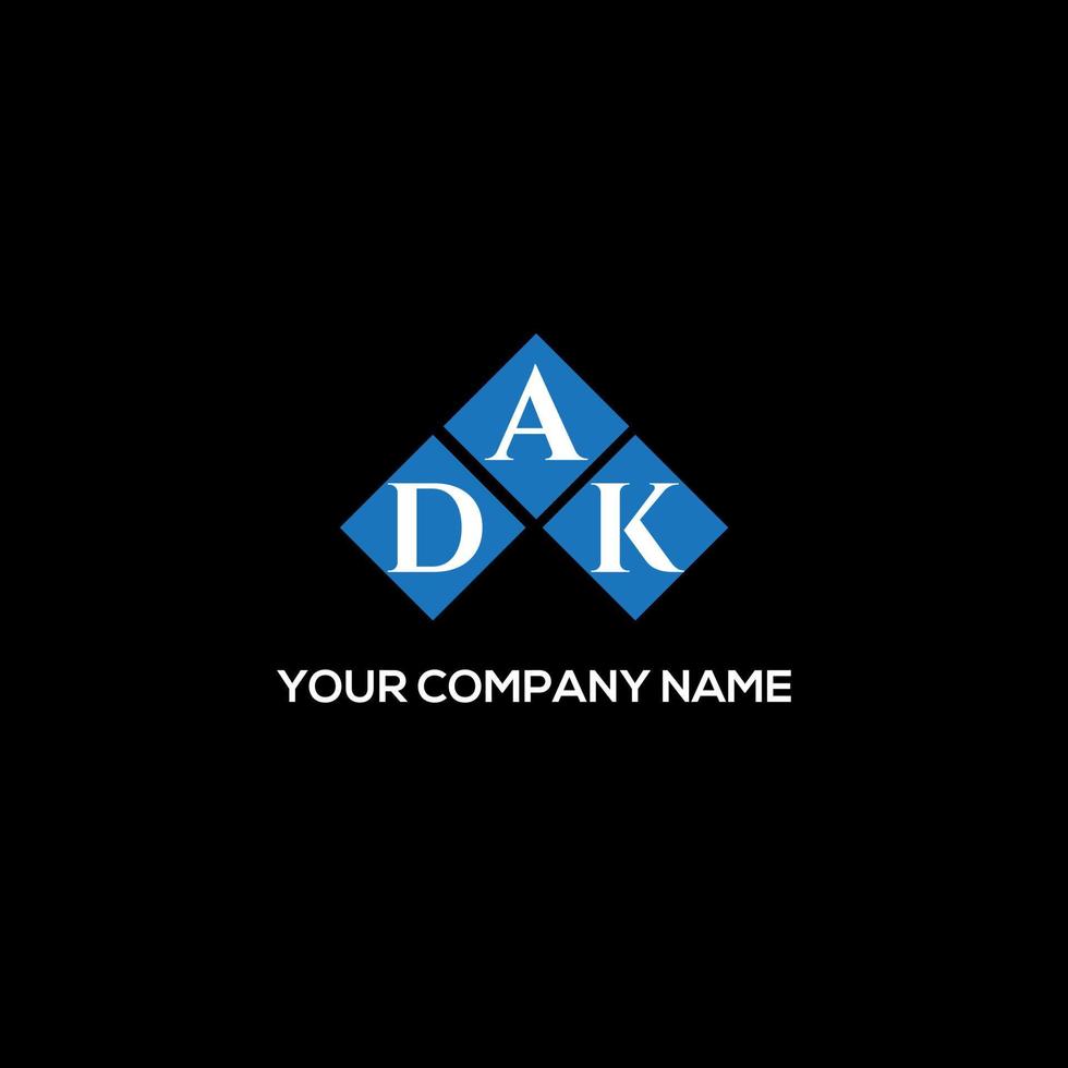 DAK letter logo design on BLACK background. DAK creative initials