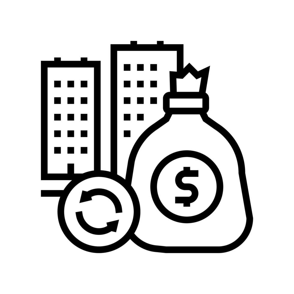 icono de línea de inversión inmobiliaria vector ilustración aislada