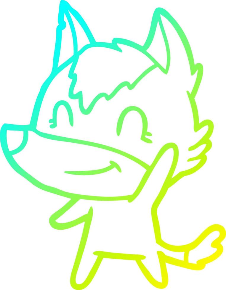 cold gradient line drawing friendly cartoon wolf vector