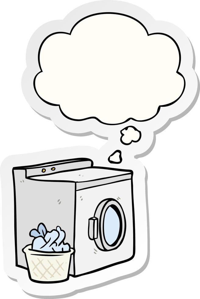 cartoon washing machine and thought bubble as a printed sticker vector