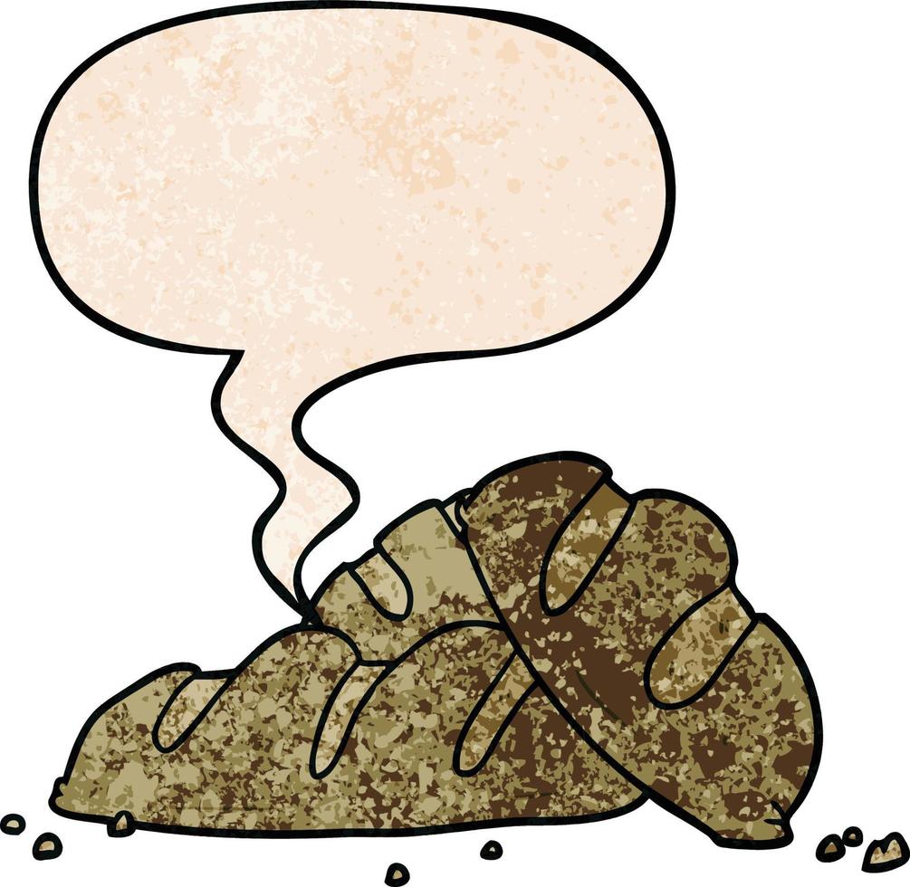 cartoon loaves of freshly baked bread and speech bubble in retro texture style vector