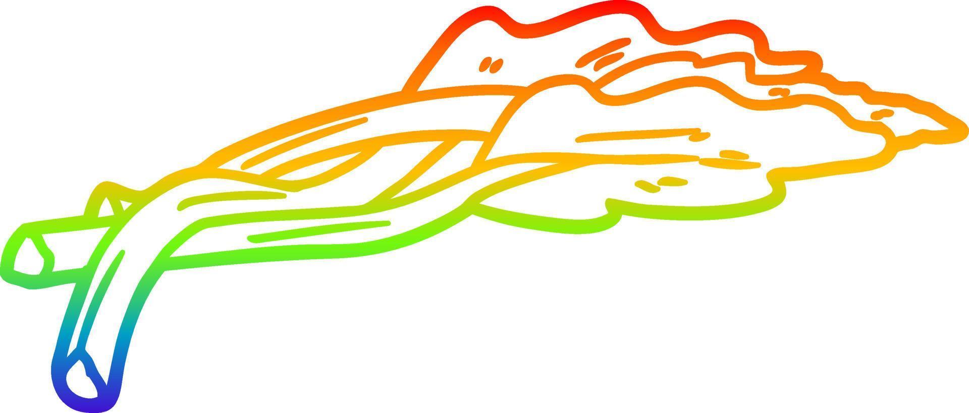 dibujo de línea de gradiente de arco iris ruibarbo de dibujos animados vector