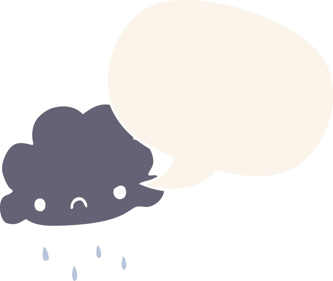 cartoon storm cloud and speech bubble in retro style vector