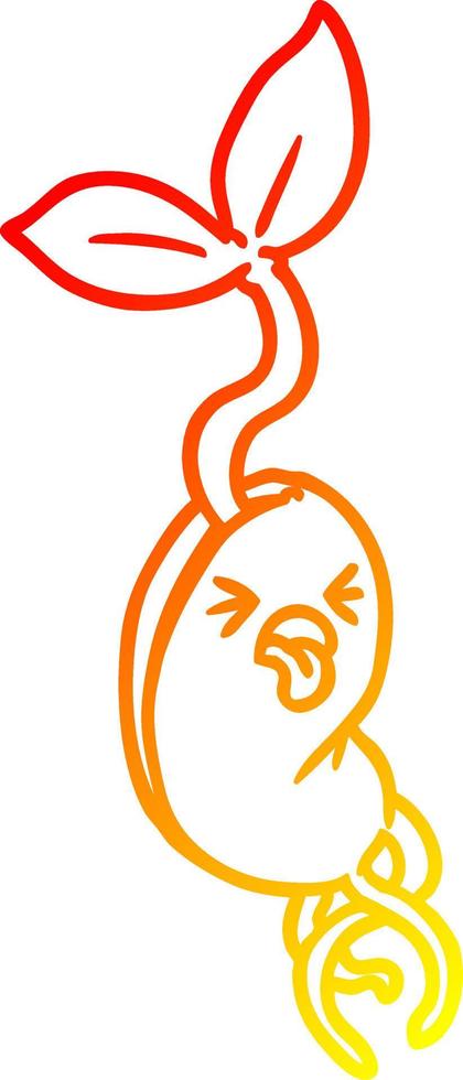 warm gradient line drawing cartoon sprouting seedling vector