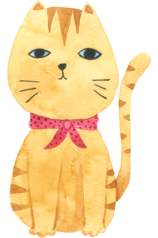 cartone animato gatto acquerello carino png