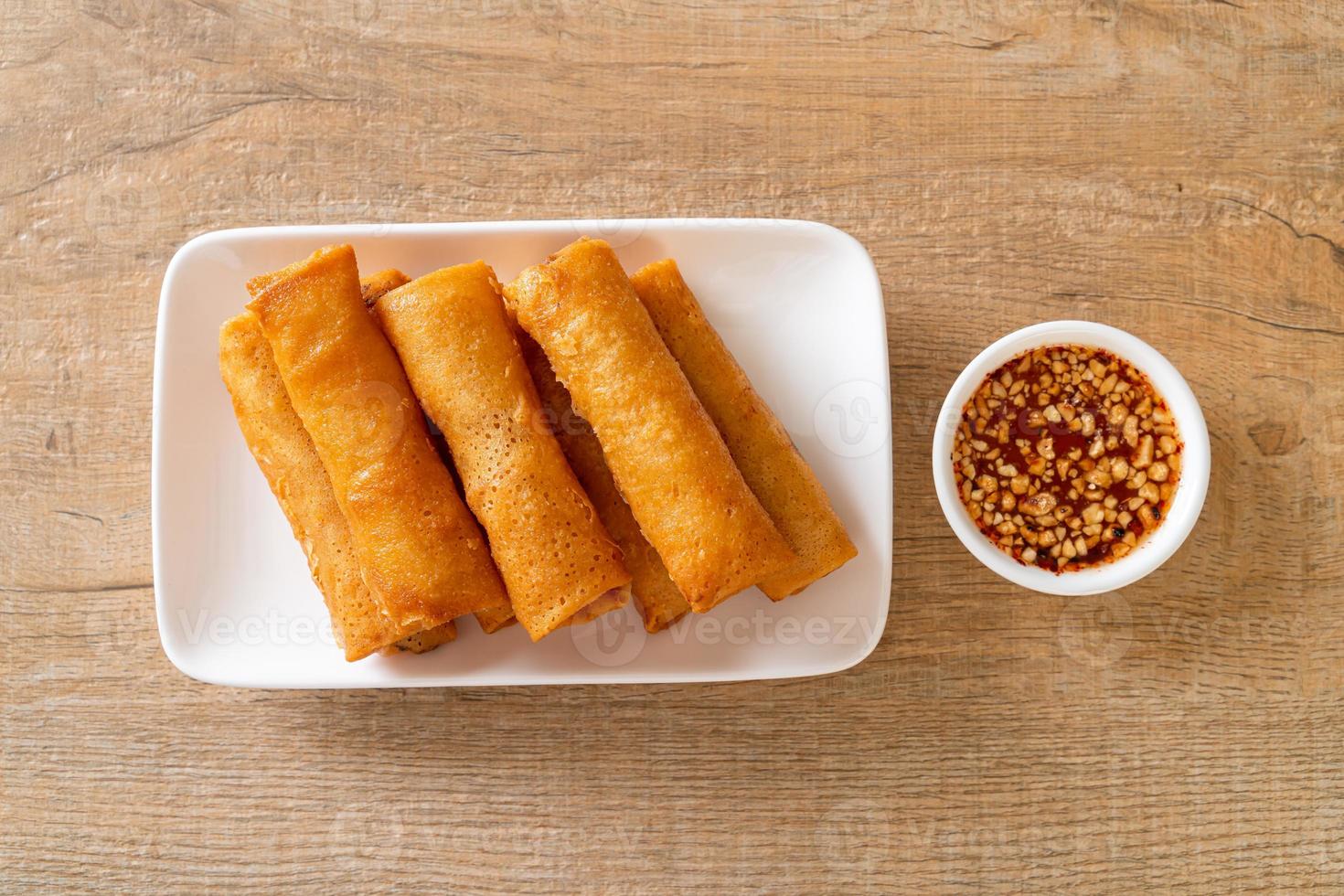 fried spring roll with sauce photo