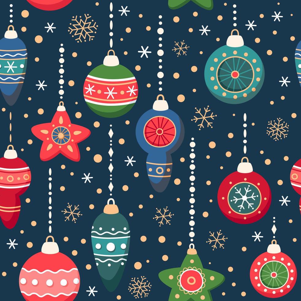 Seamless pattern of Christmas toys for greeting cards, wrapping papers vector