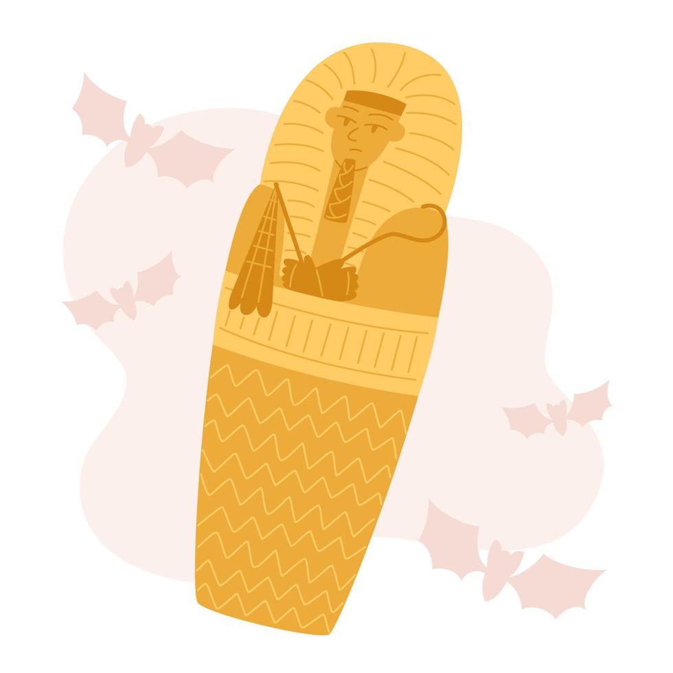 Egyptian pharaoh sarcophagus in flat style vector