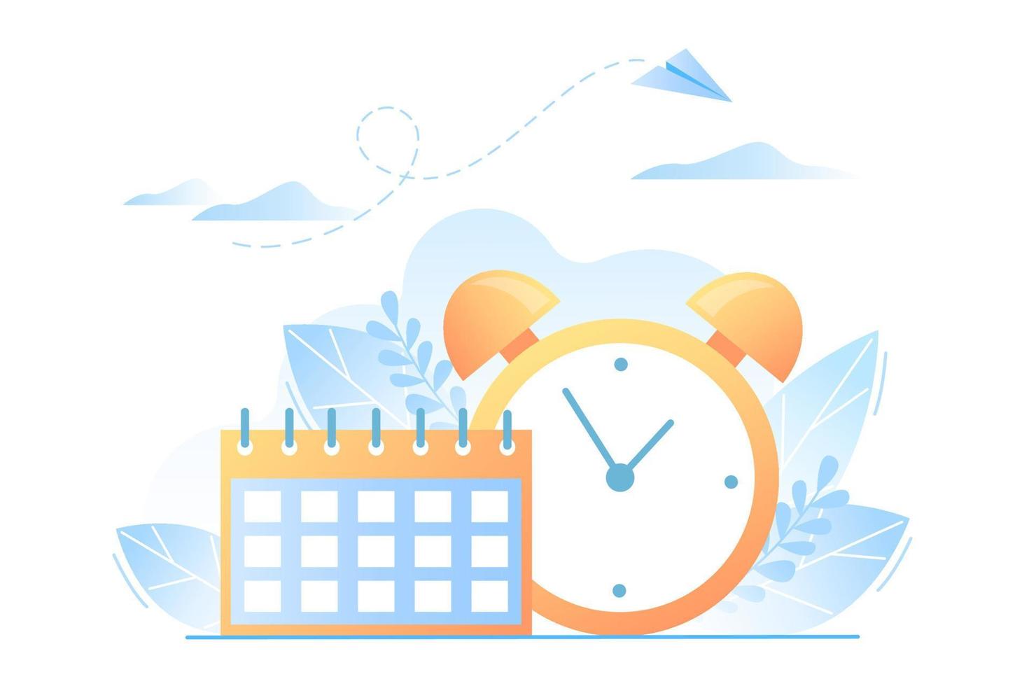 Calendar and clock, time management concept vector