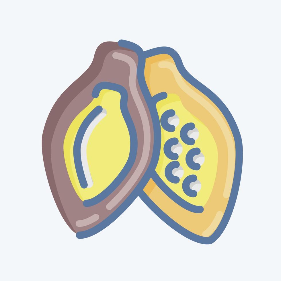 icono de vaina de cacao. adecuado para el símbolo de las nueces. estilo garabato. diseño simple editable. vector de plantilla de diseño. ilustración sencilla