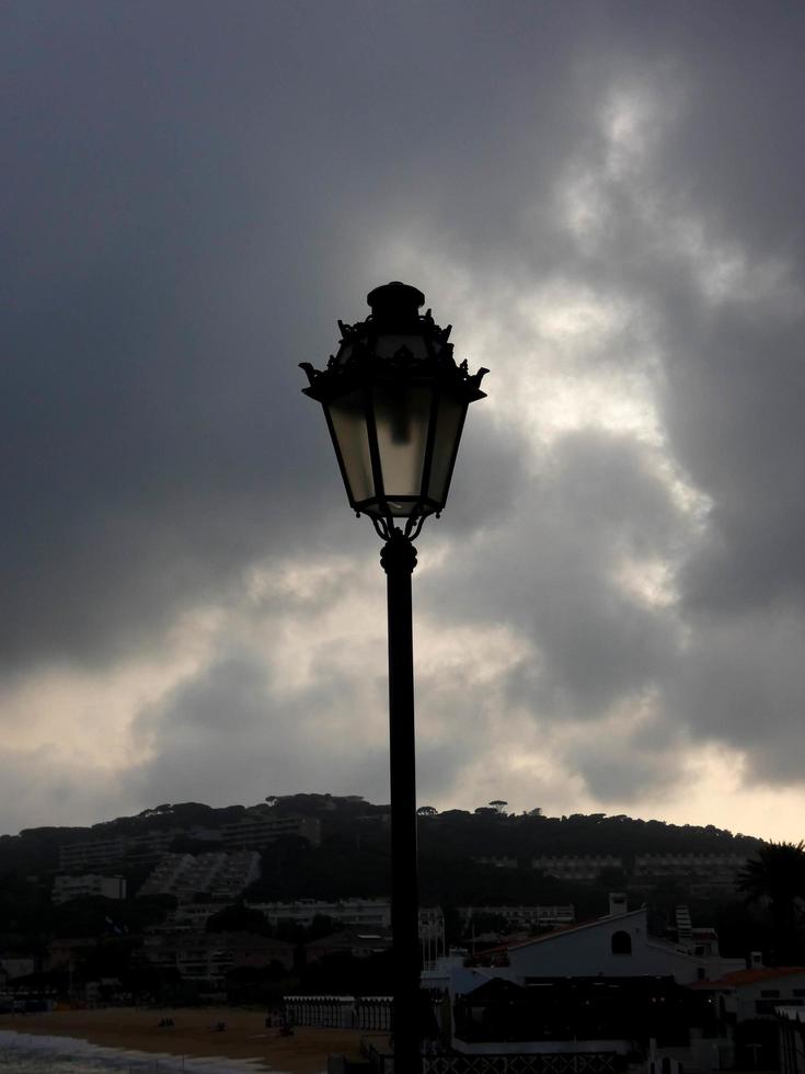 public street lamps backlit on a white background photo