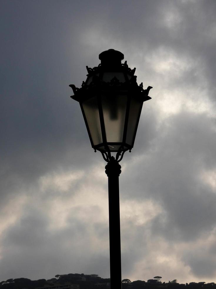 public street lamps backlit on a white background photo