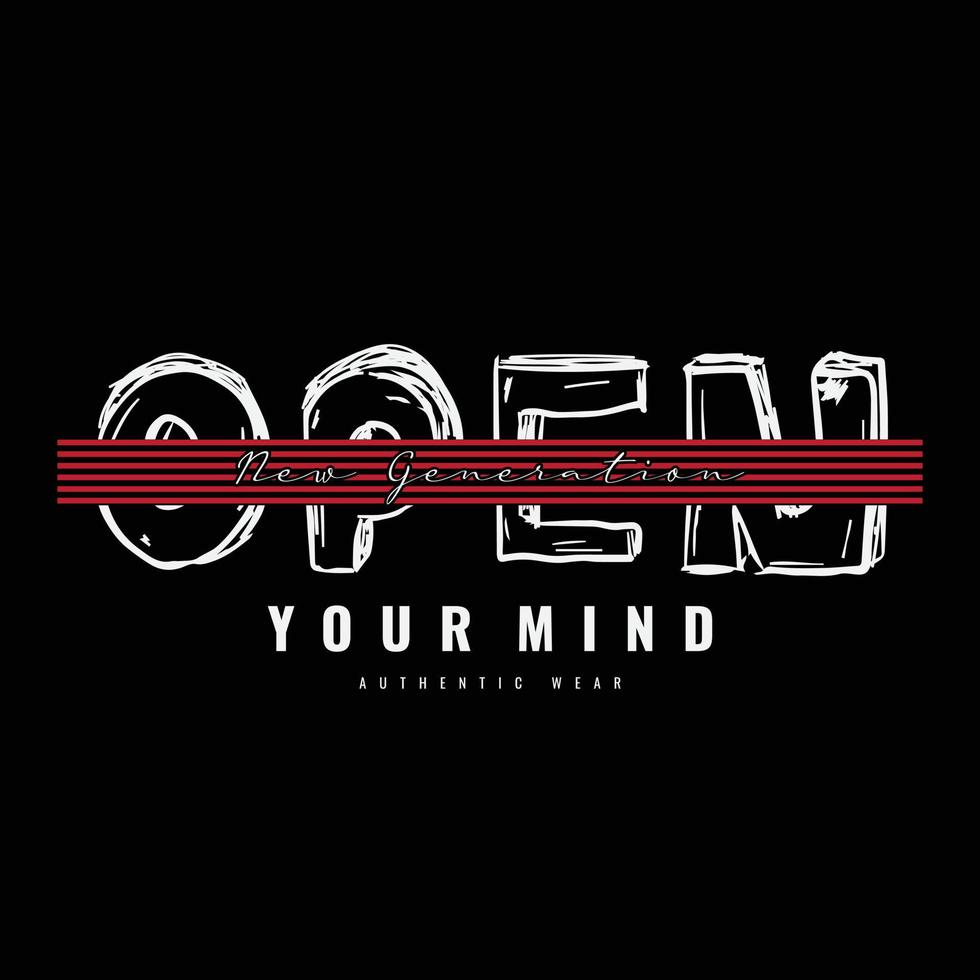Open your mind typography slogan for print t shirt design vector