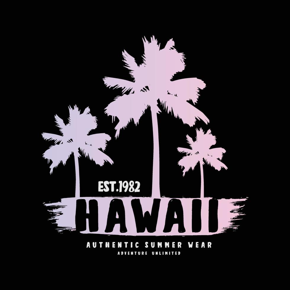 diseño de camiseta de vector de tipografía hawaii