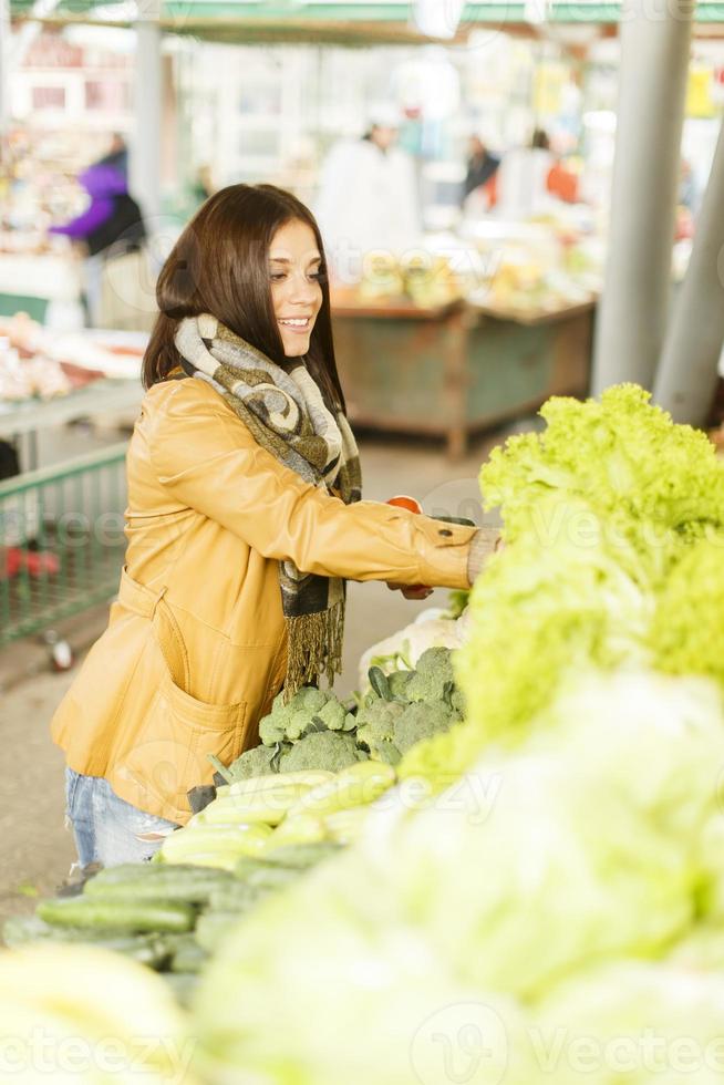 Young woman on the market photo