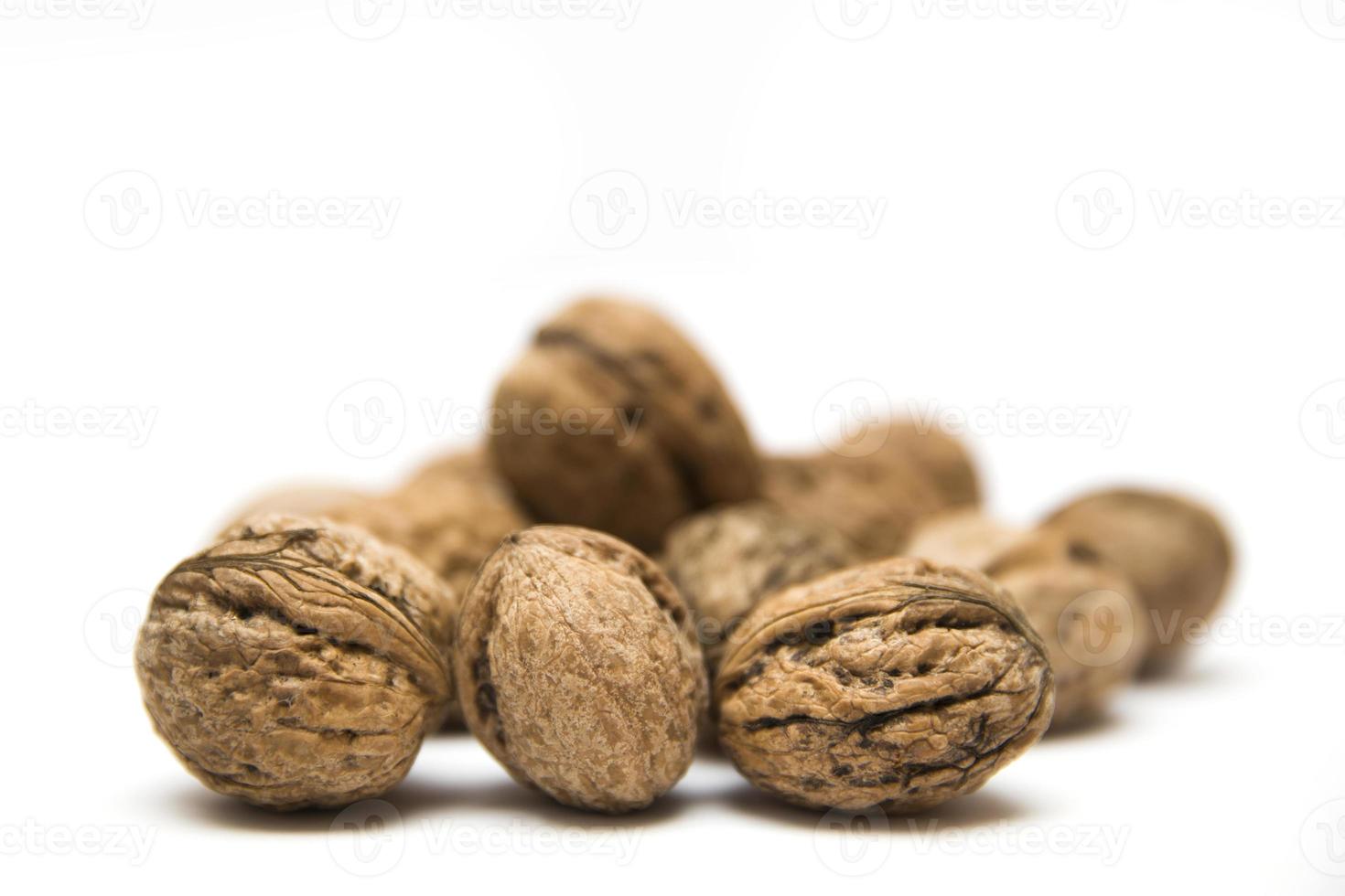 grupo de nueces aisladas sobre fondo blanco foto