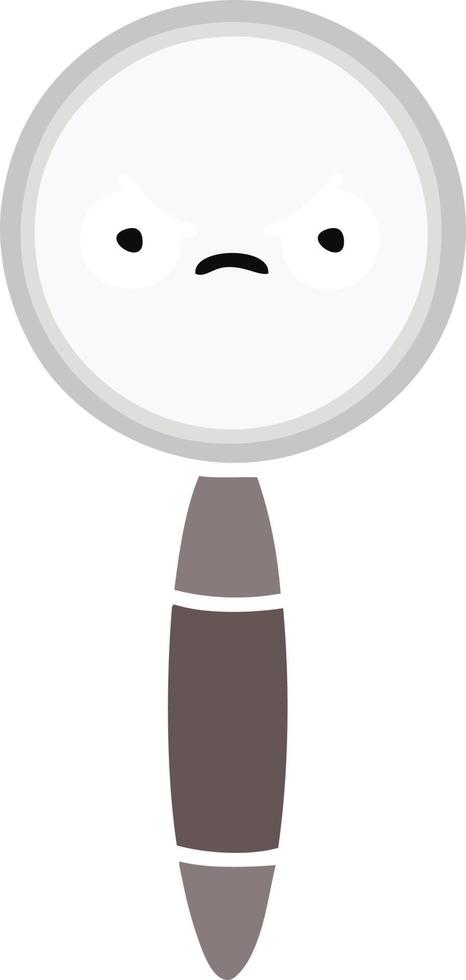 flat color retro cartoon magnifying glass vector